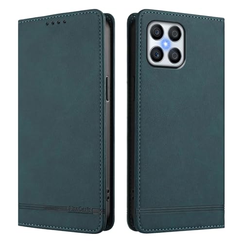 HAOYE Funda Cartera de Cuero Premium para Huawei Honor X8 5G / X6 / Honor 70 Lite – Flip Carcasa Magnética con Protección RFID, Soporte Plegable & Bumper Anti-Golpes - Verde Oscuro