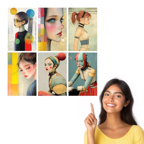 Image of SiddArtify Modern Portrait Wall Art Prints Set - Fashion Illustration Poster Decor for Living Room Bedroom Office - 8x12 inch Board Pack of 6