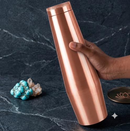 Image of Tambra Pure Copper Matt Crown Design Water Bottle with Advanced Leak Proof Protection and Joint Less With Matt Finish Look | Ayurveda and Yoga Health Benefits | (950 ml, Pack of 1)