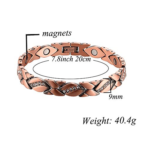 Biomag Magnetic Bracelets For Women For Arthritis And Joint, Titanium Crystal Bracelet With Strong Magnets Link Adjustable #TOP1