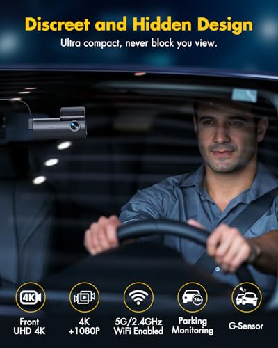 GKU 4K Dash Cam Front and Rear, 5GHz WiFi Dashcam with 64GB SD Card, Dual Car Camera Dash Cam with Parking Monitor, Night Vision, WDR, 170° Wide Angle, G-Sensor, Loop Recording, APP Control, Max 256GB - Image 7