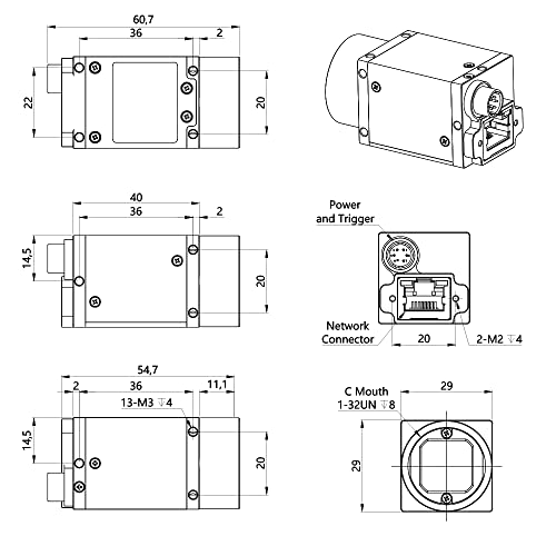 GigE Ethernet 2.3MP 2/3" Color Industrial Camera Machine Vision Global Shutter C-Mouth CMOS Area Scan Camera 1920X1200 51FPS by HTENG VISHI - Used condition - Image 7