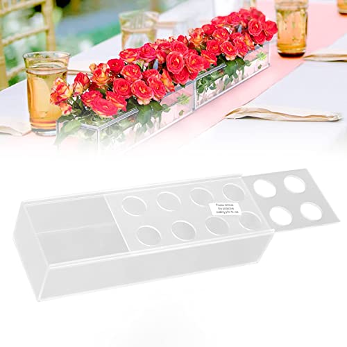Vase en acrylique long rectangle LED anti-chute pour centre de table basse de mariage