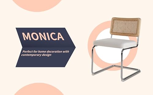 Clatina Mid Century Modern Dining Chairs Set Of 2, Accent Kitchen Chairs With Natural Rattan Backrest, Modern Industrial Upholstered Metal Chairs For Dining Living Room Kitchen (White) #TOP6