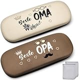 Queekay 2 Sets Oma und Opa Geschenke, Hartschale Brillenetui mit Putztuch Weihnachtsgeschenke für Oma und Opa, Geburtstag Jahrestag