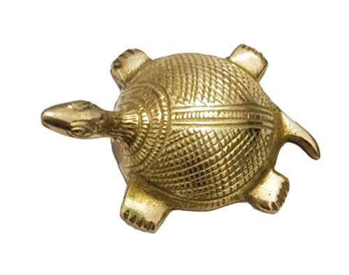 Estatua de tortuga de latón en acabado antiguo feng shui miniatura 2