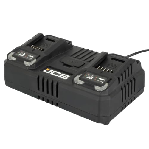 Cargador rápido JCB 18V doble para organizar tu taller sin cables