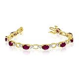 14k Yellow Gold Natural Ruby And Diamond Tennis Bracelet (7 Inch Length)