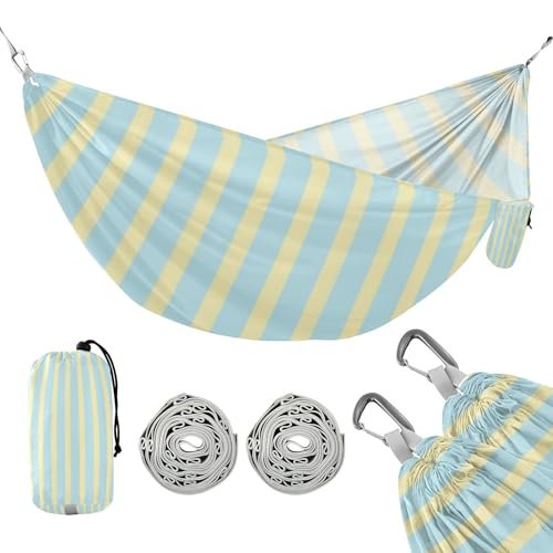 Amooorous Camping-Hängematte mit Baumgurten Blau-Gelb