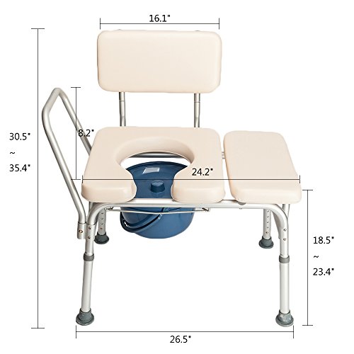 2 In 1 Bedside Commode Chair, Shower Commode Chair Shower Chair With Commode Tub, Backrest And Armrest, Elderly Toilet Chair, Bedside Commode For Elderly Disabled People Pregnant Women #TOP3