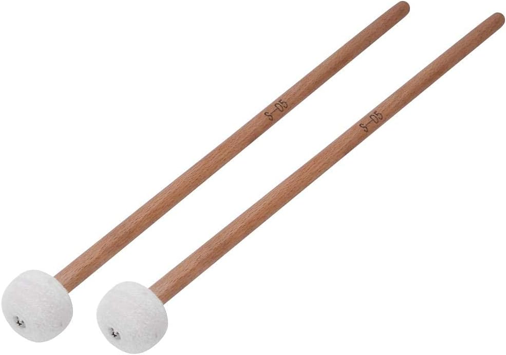 2Pcs Snare Drum Timpani Stick Mallet Soft Felt Mallet with