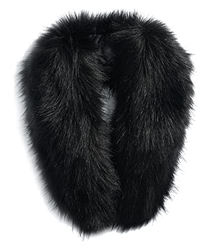 MAGIMODAC Fellkragen Pelzkragen Kunstfell Kunstpelz Fell Kragen Pelzschal Wie echt für Kapuze Kapuzenmantel Winter Parka Mantel Jacke (Schwarz, 70cm/27.55’’)