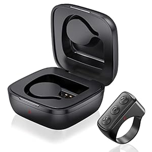 TIK Tok Remote Control, Tiktok Button Wireless Scrolling Ring Bluetooth Control Page Turner with Charging Case Compatible with iOS/Android (Black)