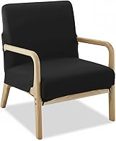 Vista 1 de Deisy Dee Funda para silla moderna de mediados de siglo impresa, Fundas elásticas para sillón de lectura, fundas tapizadas para sillas de sala Negro