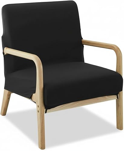 Deisy Dee Funda para silla moderna de mediados de siglo impresa, Fundas elásticas para sillón de lectura, fundas tapizadas para sillas de sala Negro