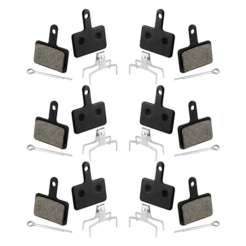 6 Pairs Bike Brake Pads, Resin Semi-Metal Bicycle Disc Brake Pads Replacement Compatible with MTB Ebike for Tektro Shimano TRP Deore Br-M575 B01s Mt200 M525 M515 T615 T675 M505 M495 M485 M486