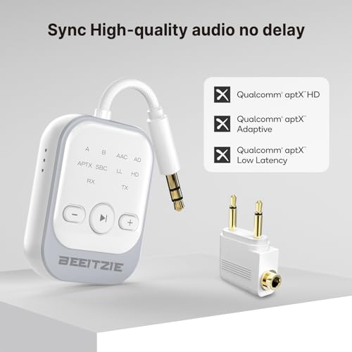 Beeitzie Ultra Bluetooth 5.4 Transmitter & Receiver,2-in-1 Wireless Audio Transmitter for TV/PC/Airplane, Dual Pairing for AirPods/Headphones, AptX LL& HD, Aux for Home/Car Stereo & Speakers - image 8