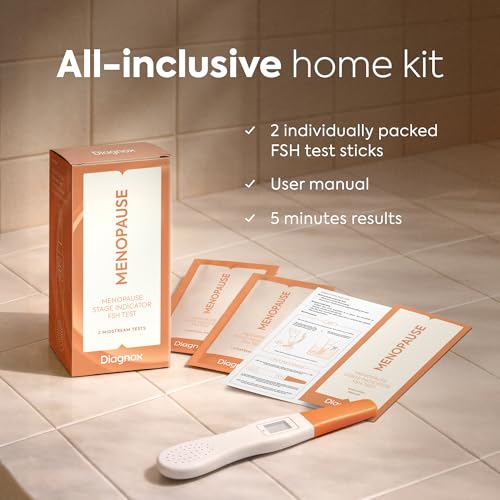 Image of Diagnox Health Menopause Test, At-Home FSH Test Strips to Identify Menopause Stages - Fast 5-Minute Results, Clinical-Grade Midstream Strips (4 Pack)