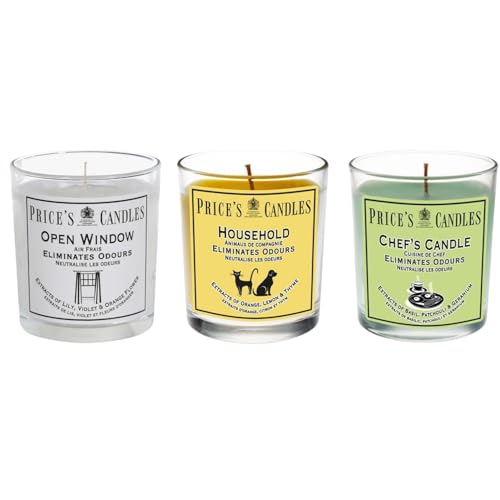 Prices Candless Set of 3 Fresh Air Jar Candles Mixed Fragrance Odour Eliminating Candle Bundle Long Burning Glass Jar Candles Up to 135 Hours Burn Time