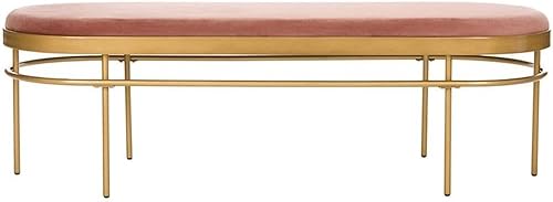 Miniatura 4 de Safavieh Home Sylva Glam Dusty Rose Velvet and Gold - Banco ovalado (60.2in), color dorado