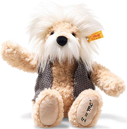 Steiff Einstein Teddybär - 28 cm - Teddybär als Einstein mit Weste - Teddybär mit Schleife - Kuscheltier für Kinder - weich & waschbar - beige (022098)