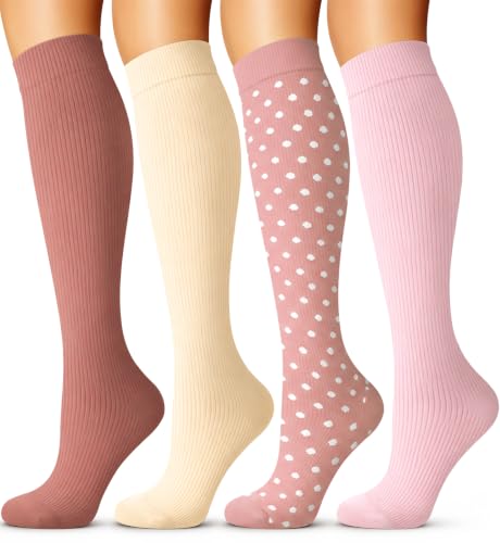 4 Pairs-Compression Socks for Women&Men Circulation-Best Support for Nurses,Running,Athletic