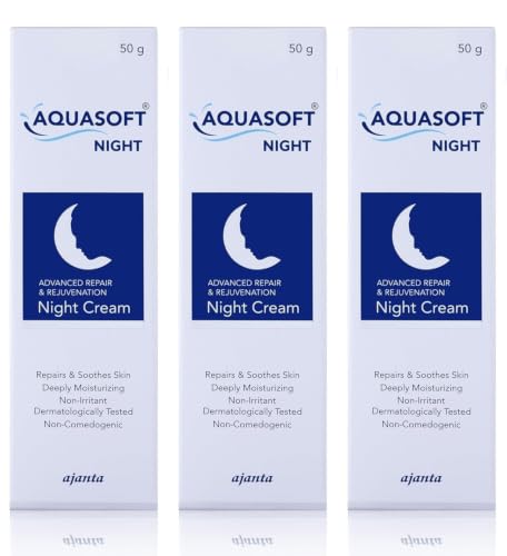 Image of Aquasoft Advanced Night Cream 50g (Pack of 3, Total 150g) | Retinol, Ceramides, Aquaxyl & Resveratrol with 10% Urea | Anti-Aging, Skin Lightening & Barrier Repair Cream