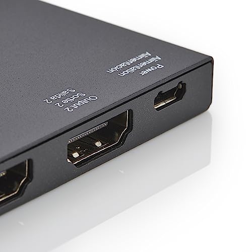 Image of Amazon Basics HDMI Splitter 1 in 2 Out for Dual Monitors, 4K@60Hz, Mirror Only, Black