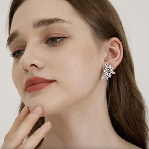 Airiqi Wedding Earrings For Brides Bridal Earrings For Wedding Bridesmaid Earrings, Rhinestone Earrings Dangling Silver Prom Earrings Cubic Zirconia Earrings Wedding Jewelry For Bride (Silver 01) #TOP7