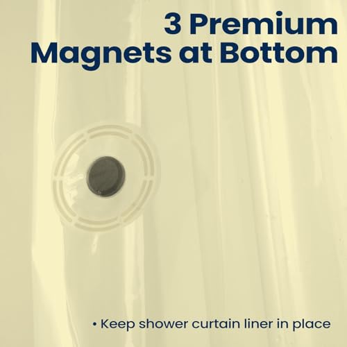 Image of downluxe Shower Curtain Liner, PEVA Plastic Shower Liner with 3 Magnets, 72 inch x 72 inch Waterproof Bathroom Curtain, Ivory, 1 Pack