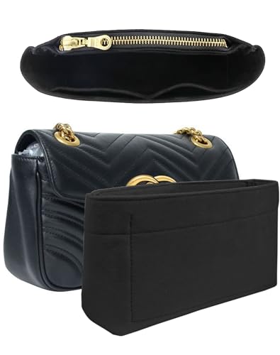 UMIUP Bolsa organizadora de pelúcia com zíper GG Marmont Matelasse, bolsa organizadora pequena para mulheres (preto, mini)