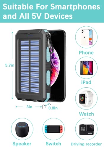 Solar Charger, Jneesyan 20000Mah Portable Power Bank Solar For Cell Phones, Camping Waterproof External Battery Power Pack Solar Phone Charger, 2 Usb/Led Flashlight For All 5V Devices #TOP1