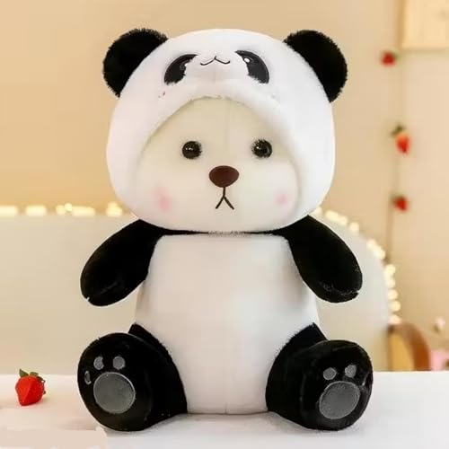 Image of Tickles Panda with Panda Face Cap Soft Stuffed Plush Animal Toy for Kids Boys & Girls (Color: Black & White Size: 25 cm)