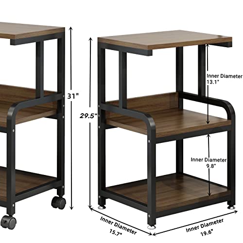 Mini Quexing Printer Stand For Home Office Organization, 3-Tier Rolling Printer Cart With Storage Shelf, Printer Table With Wheels, Under Desk Storage For Scanner, Fax Machine, Books, Files #TOP5