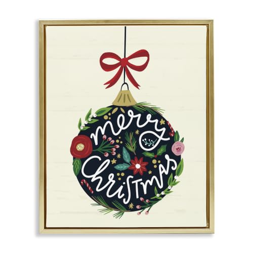 Christmas Botanical Ornament, 25 x 31 Inch Canvas in Floater Frame