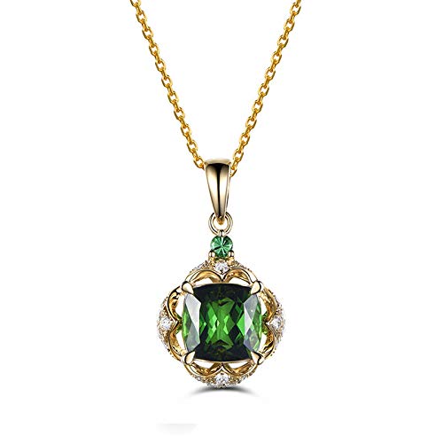 Collier émeraude femme argent 925 pendentif chaîne de mariage chic