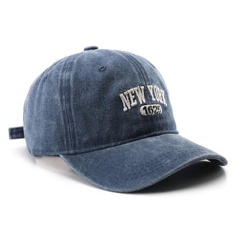 Image of New York Hat Washed Baseball Cap Unisex Sun Hat Adjustable Trucker Cap