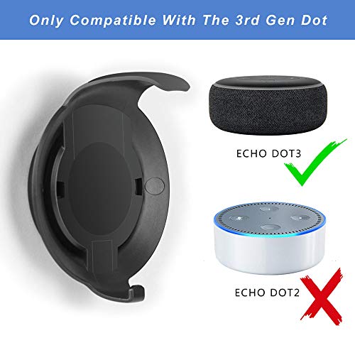 Wideplore Echo Dot Wall Mount Holder For 3Rd Generation, Built-In Cable Management Space-Saving Accessories For Dot(3Rd Gen) Smart Speakers, With Sticking Tape And Drill Nail-Black #TOP3