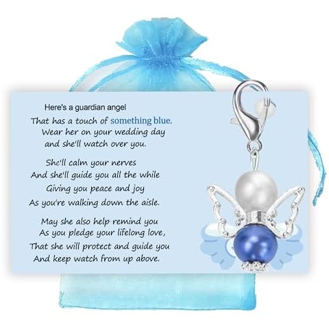 MKISHINE Something Blue for Bride to Be on Wedding Gifts Card Bridal Angel Bouquet Garter Charm Gift Card for Daughter on Wedding Day, from Mom Dad Grandma Sister Friends Cover