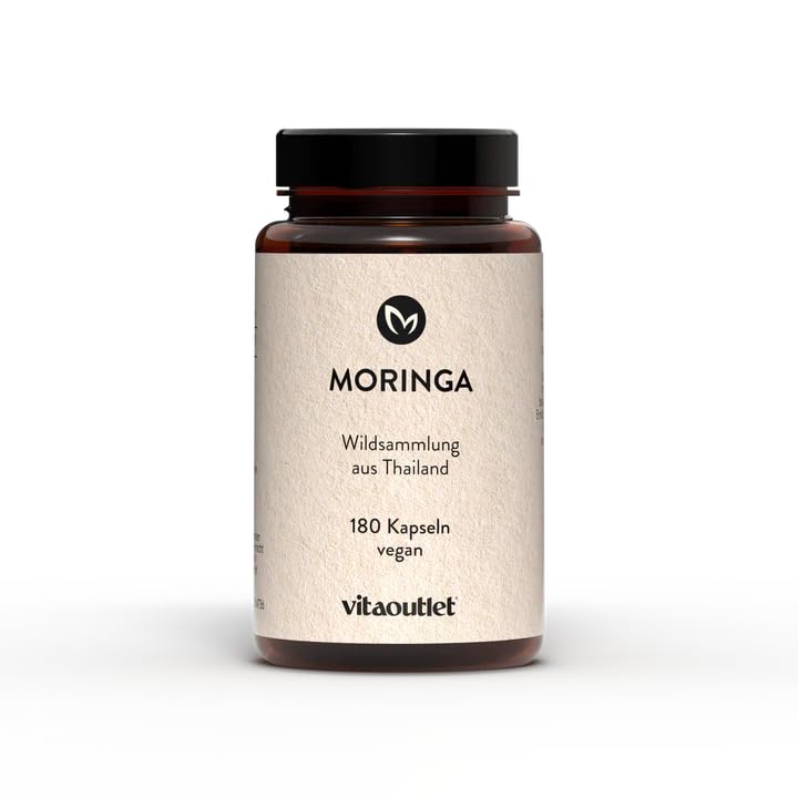 vitaoutlet | Moringa Cápsulas | 180 Cápsulas | Vegano | Materia prima premium de la India | Moringa oleifera | de fabricación propia