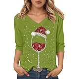 QJDFLL weihnachtsrock Damen Festliche Kleider Weihnachten Pulli goldenes Oberteil Tshirt Sport Familien Pullover weihnachtsbluse lustig Weihnachts Hoodie Kasack(Armeegrün,L)