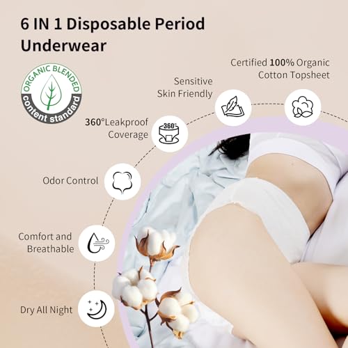 Image of Organic Cotton Disposable Period Underwear for Women, S /M, 12CT
