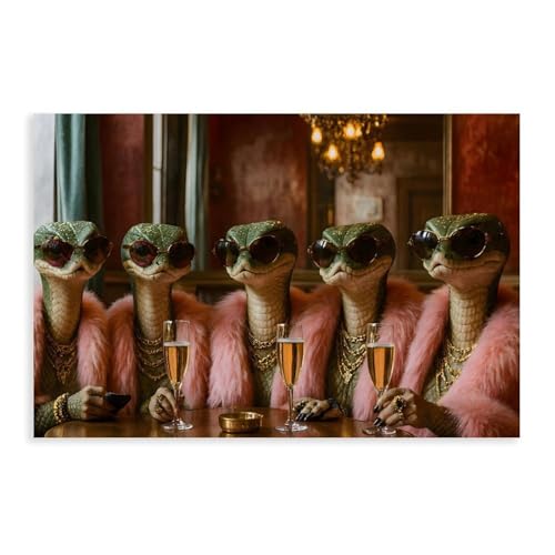 Poster femme serpent rose sur toile, idée cadeau originale 61x91cm
