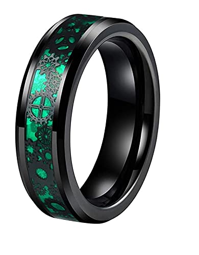 CROWNAL 6mm 8mm Green Carbon Fiber Black Celtic Dragon Tungsten Carbide Wedding Band Ring Engraved I Love You Size 4 To 163