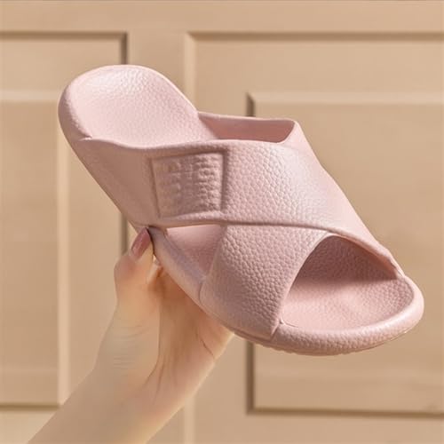 Bathroom Shoes Cross Design Imitation Leather Grain EVA Slippers Home Bathroom Slippers Men and Women Indoor Bath Non-Slip Slippers Shower Slipper(Black,44-45)2