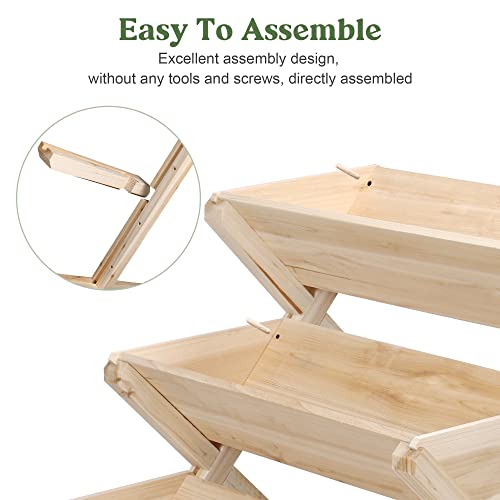Oiprtgfj 3 Tiers Wooden Vertical Raised Garden Bed With Legs，3Ft Planter Wood Plant Stand，Planter Raised Beds Kit For Flowers Herbs Vegetables For Backyard Garden Patio Outdoor #TOP3
