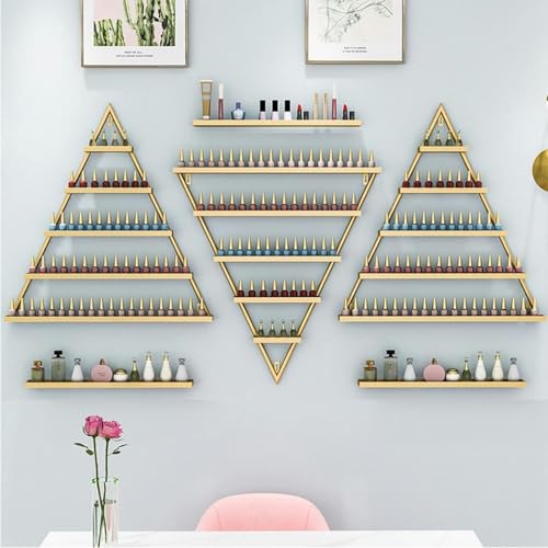 Organizadores de metal para esmaltes con diseño triangular de pared que ahorra espacio 7
