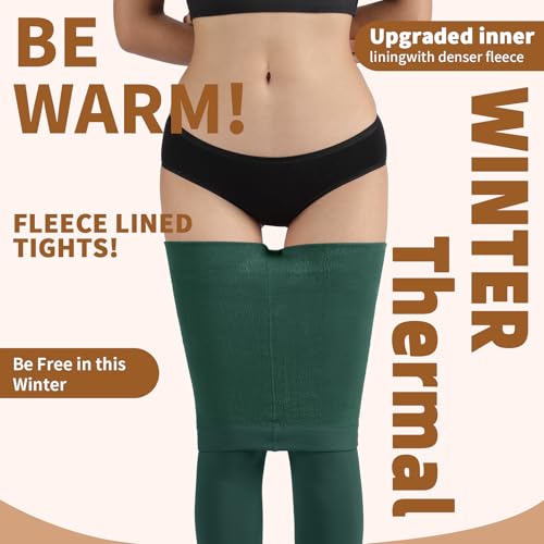 Image of DancMolly Opaque Fleece Lined Tights for Women, High Waist Warm Winter Thermal Control Top Pantyhose