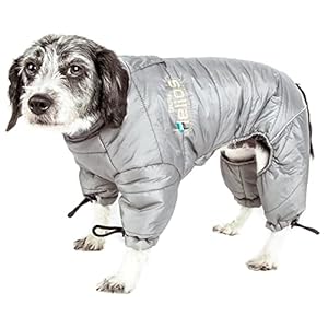 Dog Helios ® Thunder-Crackle Full-Body Waded-Plush Adjustable and 3M Reflective Dog Jacket (Gray, X-Large)
