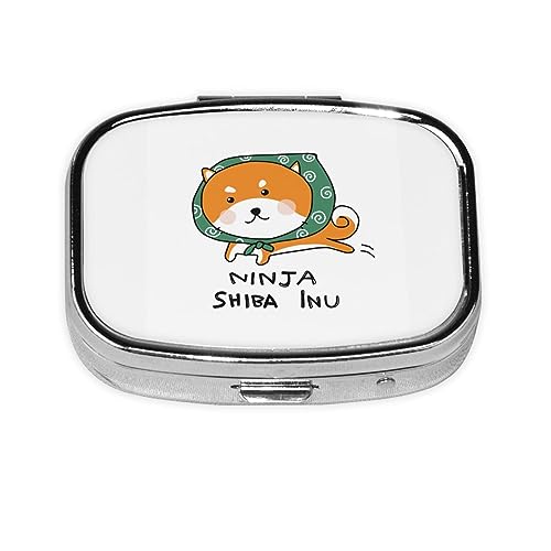 ピルケース 薬ケース 忍者 柴犬 犬 スクエアピルボックス ピルボックス 小さなピルボックス ミニピルボックス ミニ薬箱 携帯ピルケース 収納ボックス 小物入れ 携帯用 くすり整理 人気 長方形 薄型 コンパクト 小型 おしゃれ くすり整理 ピルミニサイズ